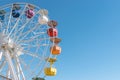 Colourful ferris wheel in the amusement park Tibidabo on background of blue sky, Barcelona, Ã¢â¬â¹Ã¢â¬â¹Spain